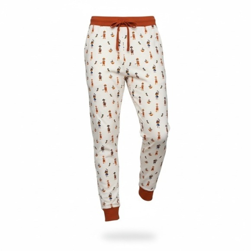 Little Sleepies Pirate Print Bamboo Jogger Pants White Rust S/M New